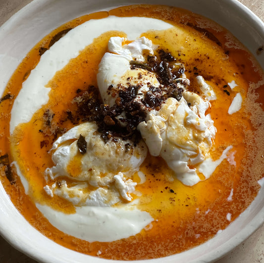 Turkish Eggs with a Fiery Twist (Cilbir)